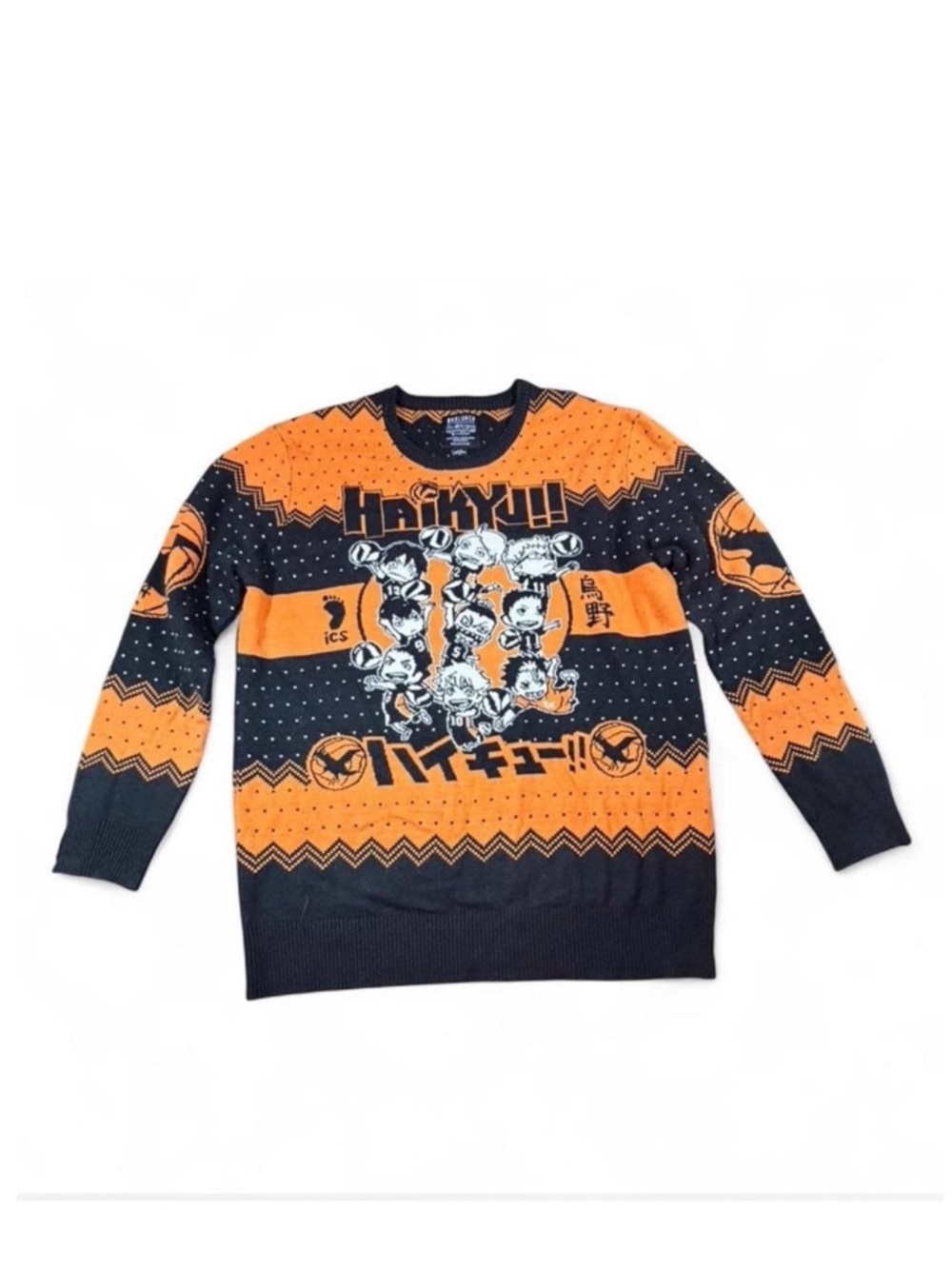 BoxLunch Haikyu Karasuno Anime Sweater Chibi Graphic Crunchyroll XL Christmas